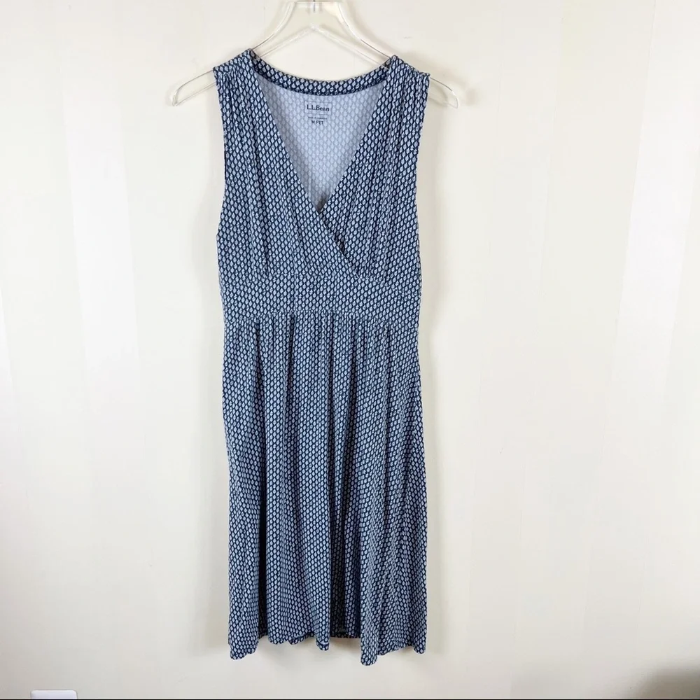 📍SOLD📍L.L. Bean | Women’s Summer Knit Sleeveless Print Dress Medium Petite - Picture 7 of 7